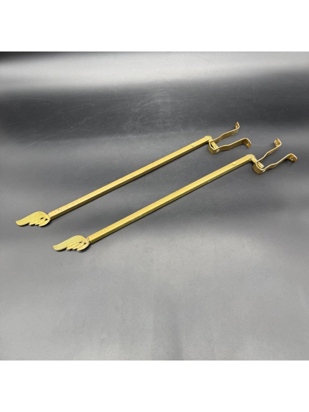 Art Deco Adjustable Slide Curtain Rods Swing Arm Gold Wing Metal Vintage